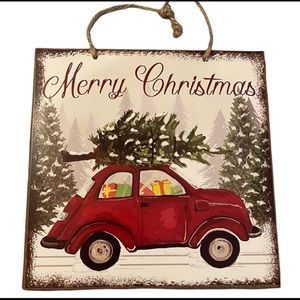 Merry Christmas Car Christmas decorations wall sign. Approximately 9” by 9”.